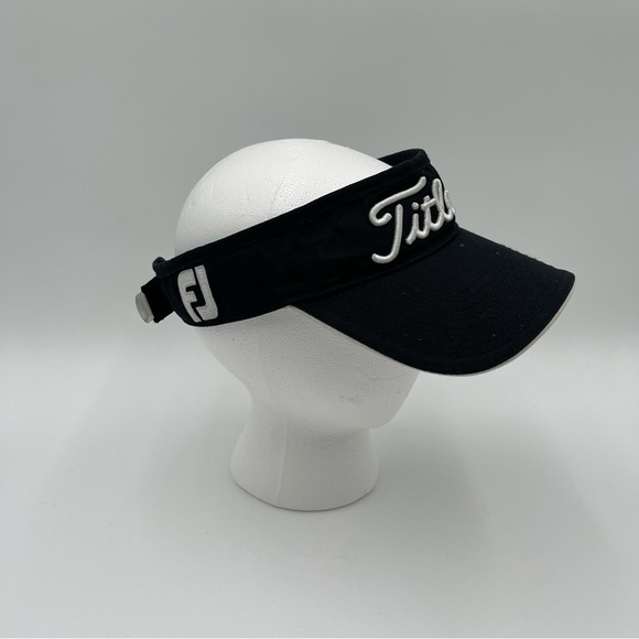 Titleist Pro V1 Footjoy Sun Visor Hat Cap Black & White One Size Adjustable - Picture 4 of 12